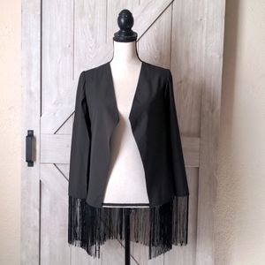 Sasha Black Fringe Cape